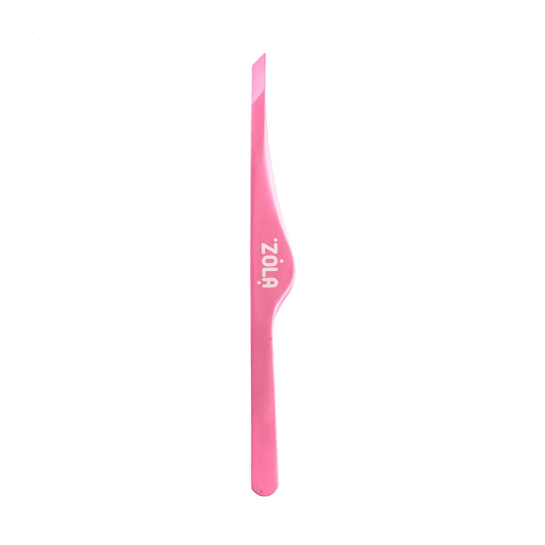 Пінцет професійний для брів Zola Color Series Light Pink скошений, 1 шт